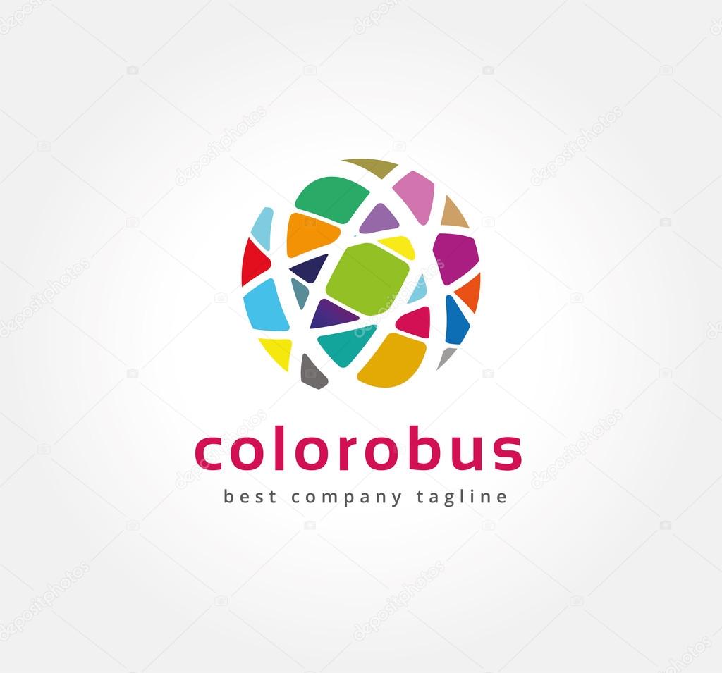 Abstract colored circles vector logo icon concept. Logotype template for branding and corporate design