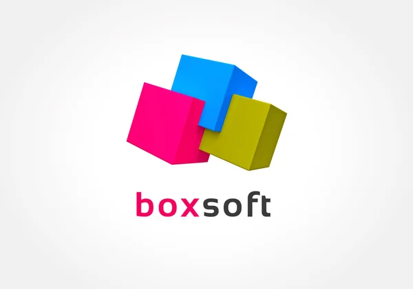 抽象的な色付きのボックスのロゴ アイコンのコンセプトです。ブランドや企業のデザインのロゴのテンプレート — ストック写真