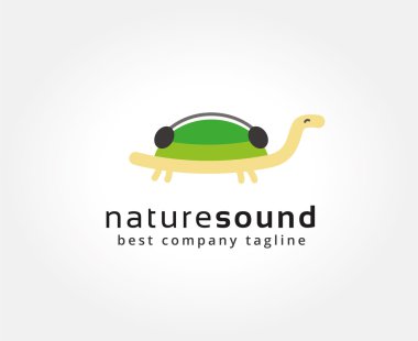 Müzik vektör logo simge kavramı soyut kaplumbağa. Marka ve kurumsal tasarım logo şablonu