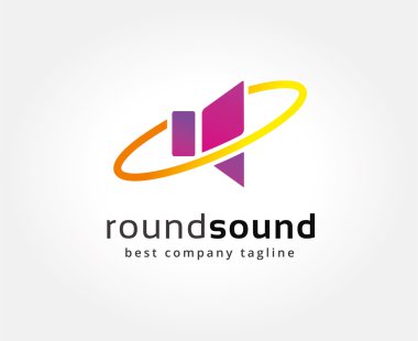 Soyut renkli ses hoparlör vektör logo simge kavramı