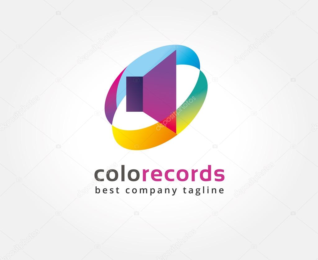 Abstract colored sound speaker vector logo icon concept