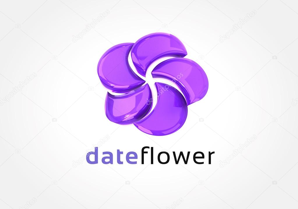 Abstract colored 3d flower logo icon concept. Logotype template for branding and design
