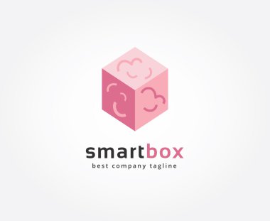 Soyut beyin vektör logo simge kavramı kutu. Marka ve tasarım için logo şablonu