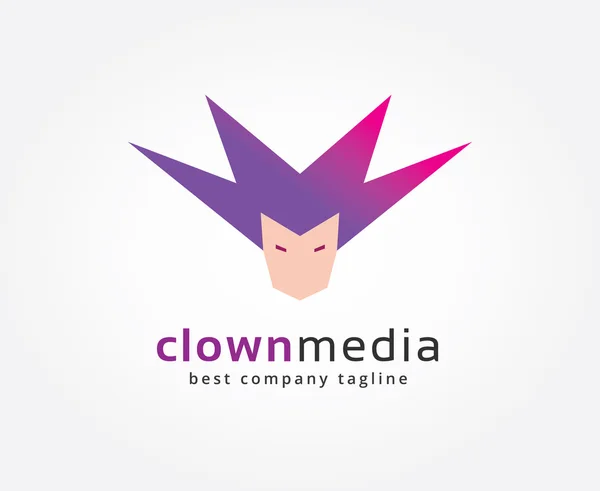 Abstracte clown gezicht cirkels vector logo pictogram concept. Logo sjabloon voor branding — Stockvector