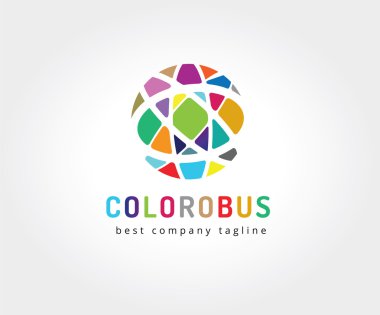 Soyut renkli daireler logo simge kavramı vektör. Marka için logo şablonu