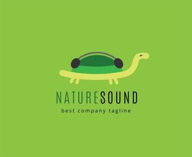 Logo simge kavramı soyut kaplumbağa kulaklık ile vektör