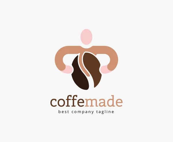Beyaz arka plan üzerinde izole soyut kahve fasulye logo kavramı. Temel fikirleri iş, kahve, mola, Duraklat, gıda ve restoran var. Kurumsal kimlik ve marka kavramı — Stok Vektör