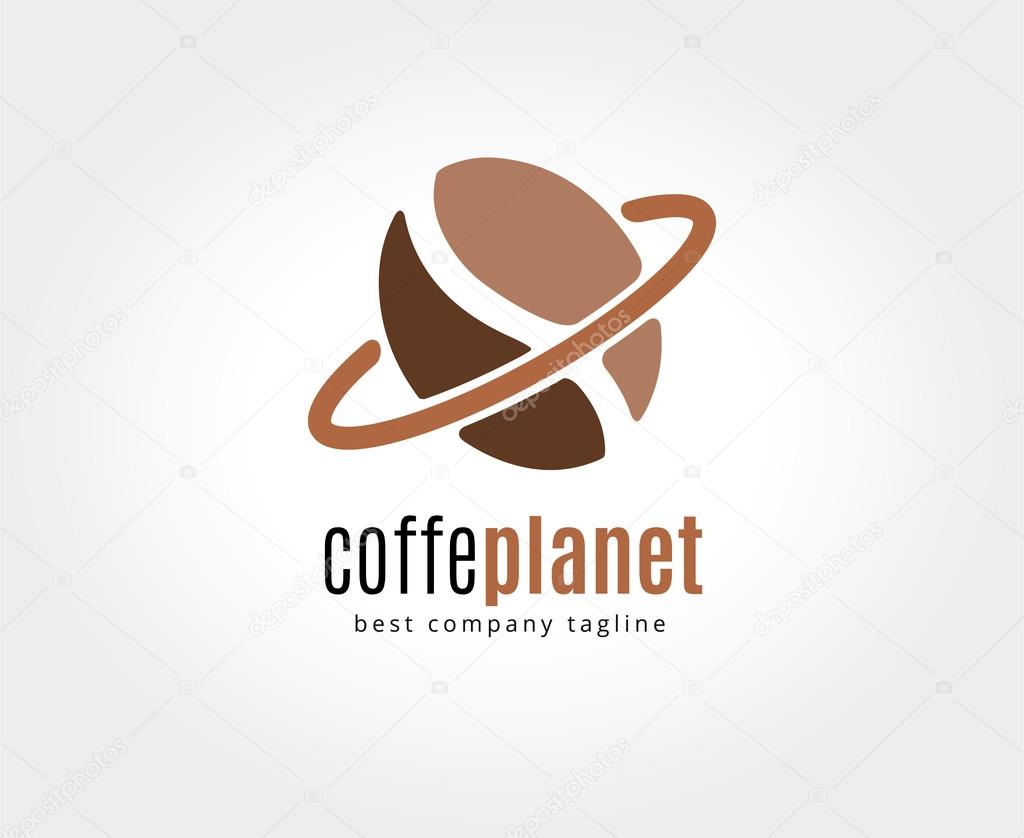 Abstract coffe bean logotype concept isolated on white background. Key ideas is business, coffe, break, pause, food and restaurant. Concept for corporate identity and branding
