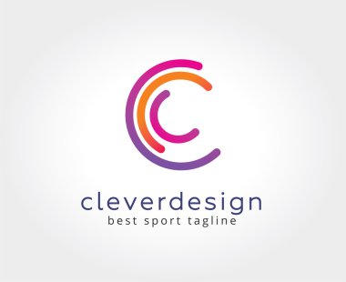 Soyut C karakter vektör logo simge kavramı. Marka için logo şablonu
