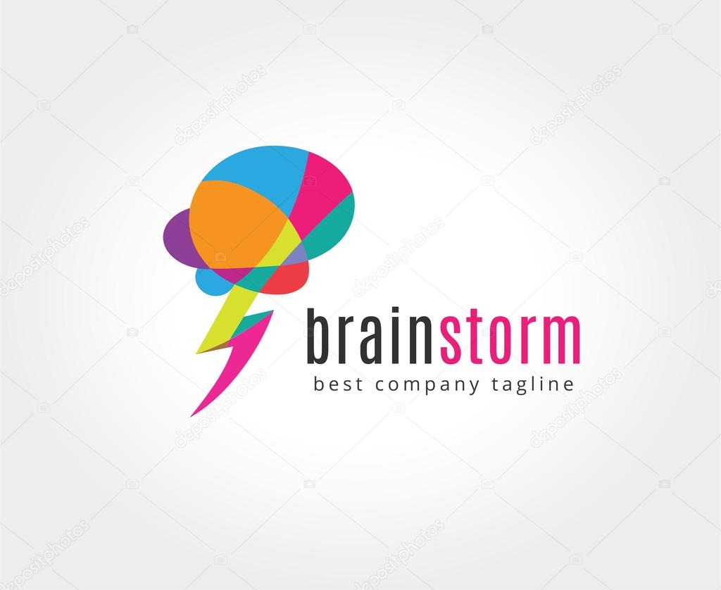 Abstract brain vector logo icon concept. Logotype template for branding