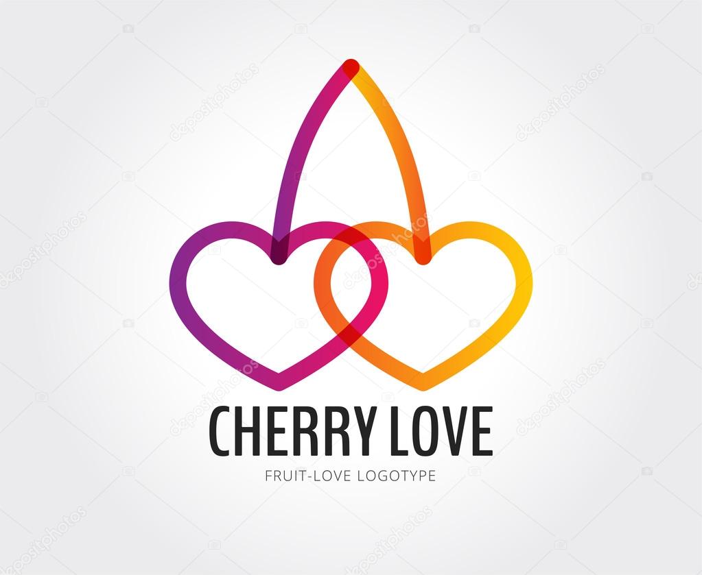 Abstract cherry love vector logo template for branding and design