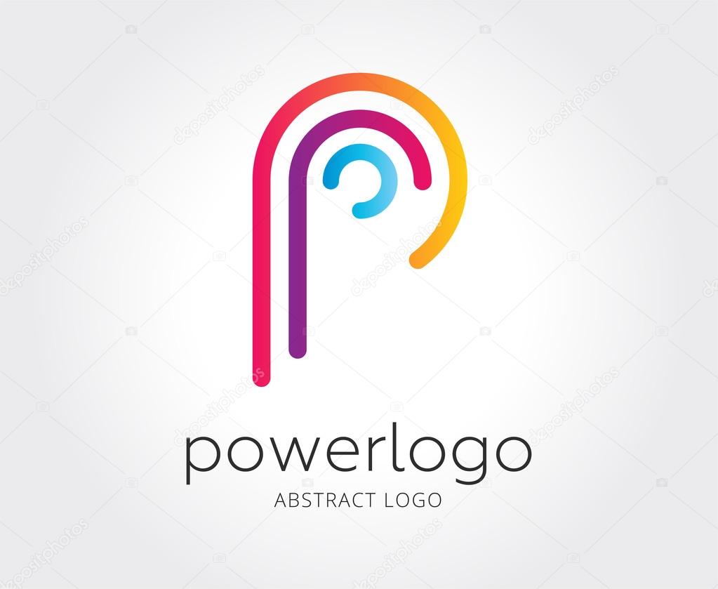 Abstract p character logo template for branding and design
