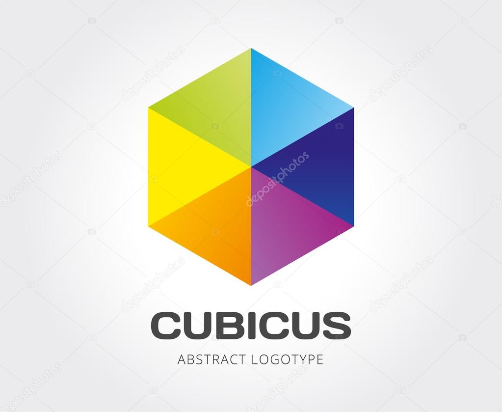 Abstract cube vector logo template for branding and design
