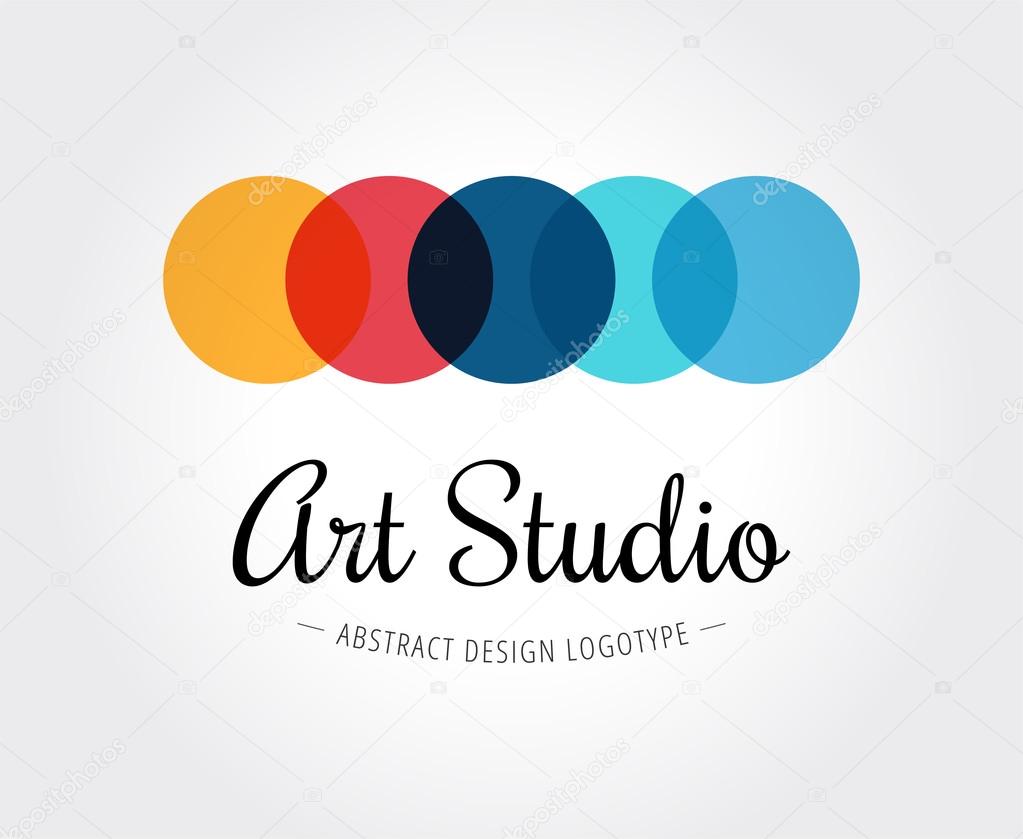 Abstract art studio vector logo template for branding and design