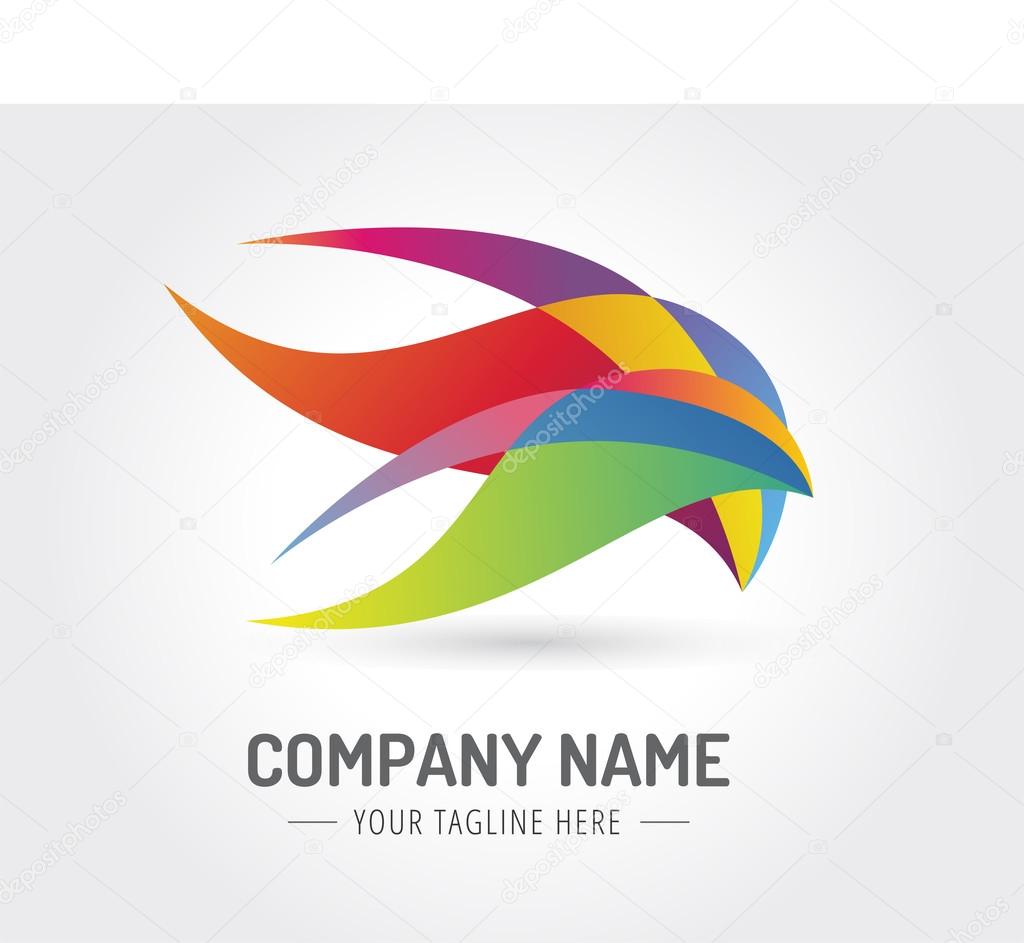 Abstract bird vector logo template for branding and design
