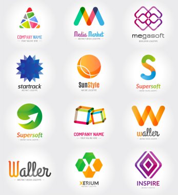 Marka ve düz tasarımı için soyut vektör logo şablonu ayarla