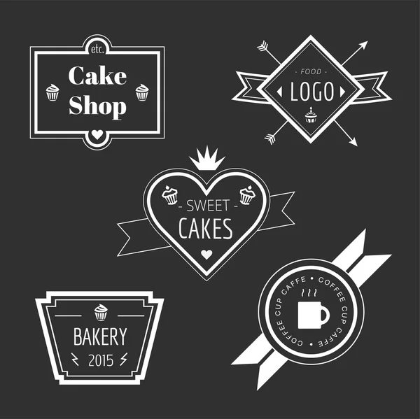 Abstrakte Vektor Kuchen Vintage Logo Elemente Set. Kuchen, Brot, Backwaren. Logo-Design. — Stockvektor