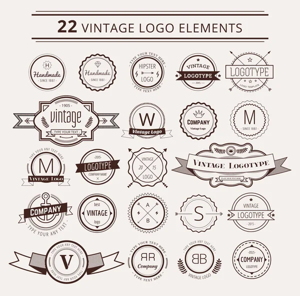 Ontwerpelementen. Vintage retro stijl. Pijlen, etiketten, linten, symbolen voor logo's. Bewerkbare vectorillustratie. — Stockvector