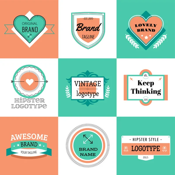 Vector vintage logo design elements. Estilo retro vintage. Flechas, etiquetas, cintas, símbolos para logotipos. Ilustración vectorial editable . — Vector de stock