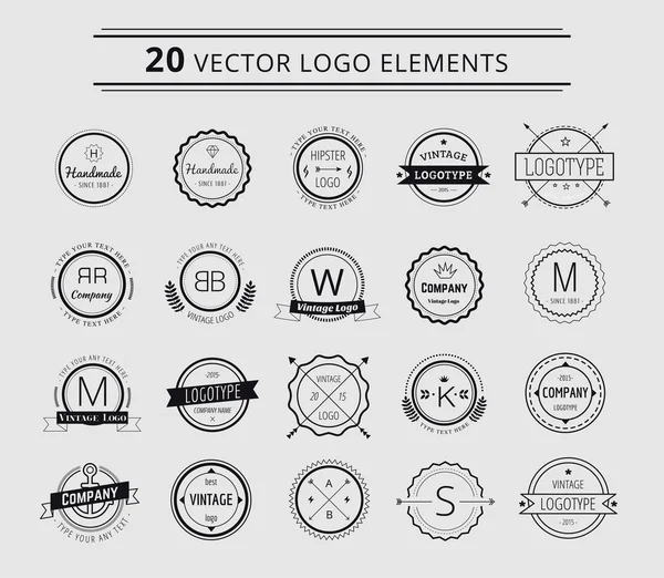 Logo designelement. Vintage retro stil. Pilar, etiketter, band, symboler för logotyper. Lager vektor illustration. — Stock vektor