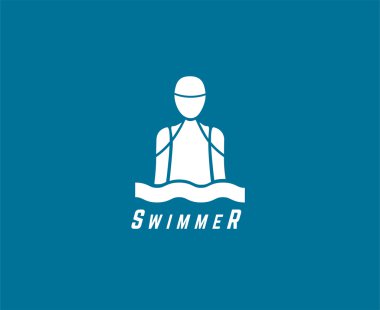 Abstract vector elements. Swimmer club or triatlon logo template. Stock illustration for design