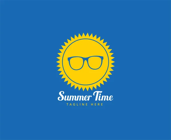 Abstract vector logo elements. Sun, vocation, summer time, glasses and holiday. Stock illustration for design — Stockvector