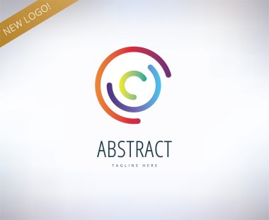 Soyut vektör logosu öğeleri. Logo şablonu, oklar, şekil, metin. Hisse senedi gösterim amacıyla tasarım