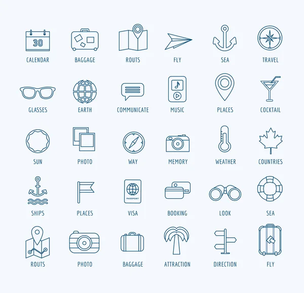 Travel vector logo icons set. Sea, travel or holiday and sea symbol. Stocks design elements. — 图库矢量图片