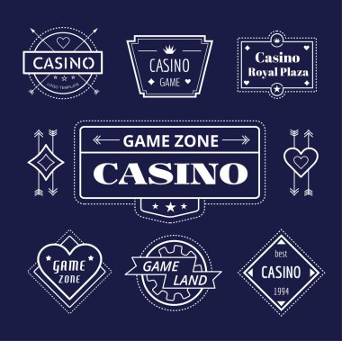 Casino vector logo icons set. Poker, cards or game and money symbol. Stocks design elements.
