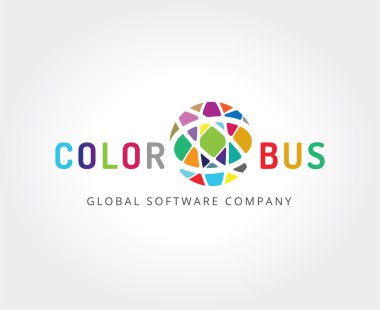 Marka için soyut renkli küre logo şablonu