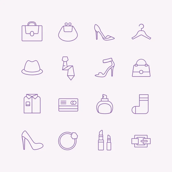 Women vector icons set. Cloth, perfume and shop symbols. Stocks design elements. — ストックベクタ