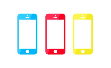 Colored smartphones set isolated on white