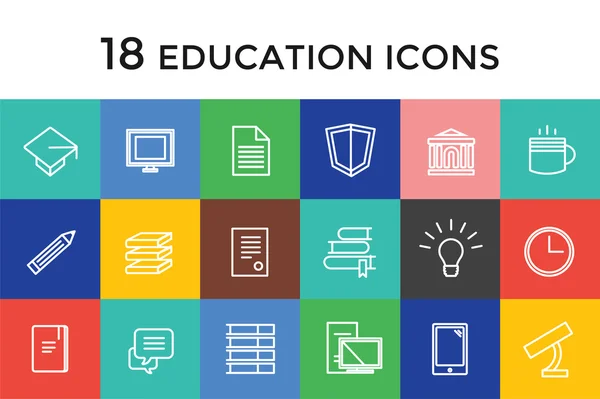 Conjunto de iconos vectoriales educativos. Ciencia, estudiantes o símbolo de la escuela y la universidad. Elementos de diseño Stock — Archivo Imágenes Vectoriales