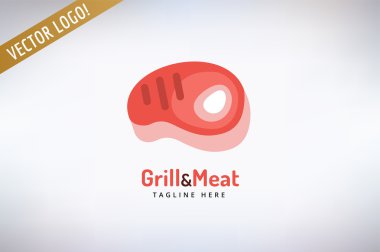 Barbekü ve gıda vektör logosu. Açık, mutfak veya et sembolü. Hisse senedi tasarım öğesi.