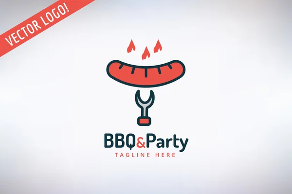 Логотип BBQ и Food Vector. Открытый, китчен или мясной символ. Элемент дизайна склада . — стоковый вектор