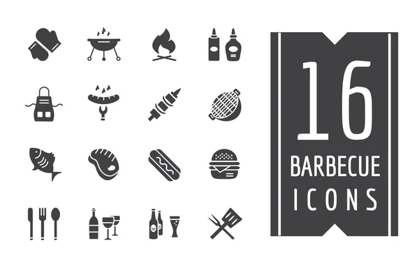 Set de Vectores de Iconos para Barbacoas y Alimentos. Símbolos al aire libre, cocina o carne. Elementos de diseño Stock . — Vector de stock