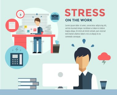 New Job after Stress Work infographic. Students, Stress, Clerk and Professions. Vector stocks illustration for design.