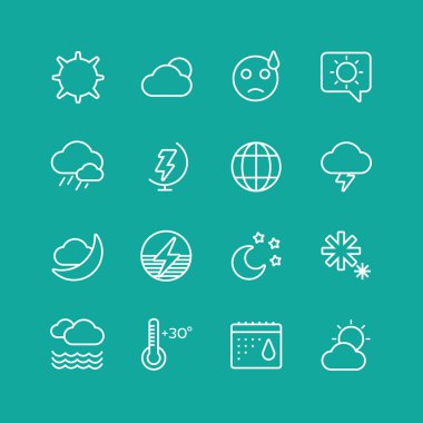 Weather Icons Vector Set. Clouds, Sky or Wind and Interface Elements symbols. Stocks Design Element.