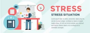 Katip, stres illüstrasyon. Office, tablo, tasarımcı ve bilgisayar. Tasarım için vektör stok.