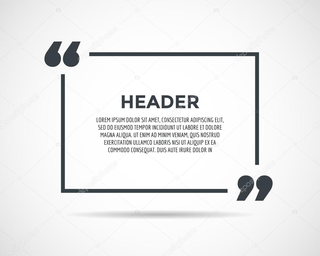 Quote text bubble. Commas, note, message and comment. Vector stock element for design.