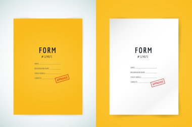 Yellow folder blank. Blank, paper, form and text. Vector stock element for design.