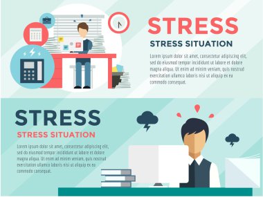 Stress on the work. Office life and business man. Stock design elements.