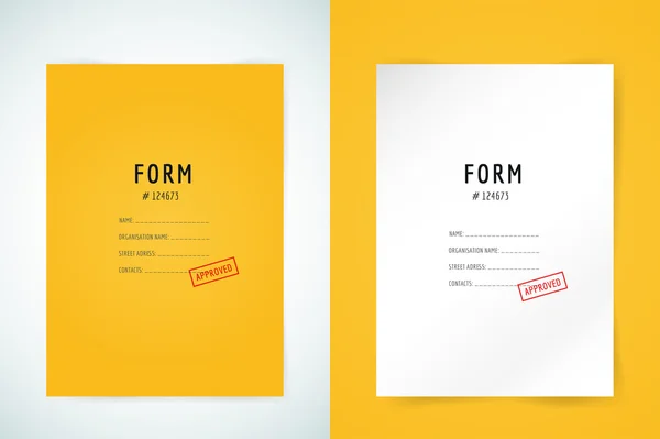 Yellow folder blank. Blank, paper, form and text. Vector stock element for design. — Stockový vektor