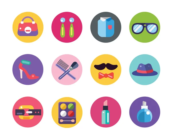 Clothes and fashion icons set. Shopping symbols. Interface elements. Stock vector illustration. — ストックベクタ