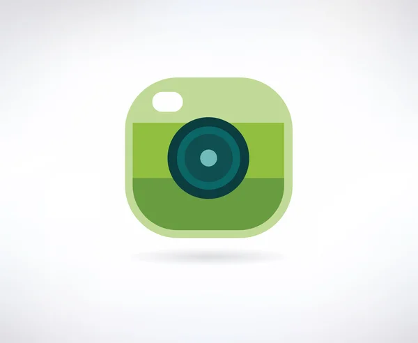 Foto app vettoriale icona. Simile a instagram. Macchina fotografica, lente e simbolo di tiro. Elemento di design stock — Vettoriale Stock