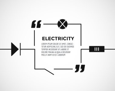 Circuitry quote text bubble. Resostor, chain, note or message, warning and warning, lable, voltage. Vector stock element for design.