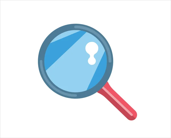 Flat loupe icon. Search, zoom or look, optic and optimization tool object. Stock design element — ストックベクタ