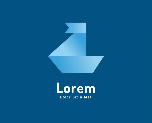 Анотація логотипу паперового корабля. Ізольовані на білому тлі. Біле, море, човен, орігамі, абстрактний, дитина, подорожі, вода, сучасний. Логотип компанії. Дизайн ідентичності та брендингу . — стоковий вектор
