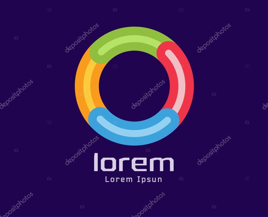 Abstract colored O vector icon. Isolated on white background. Circle, colored, shape, globe, abstract, web, flow, minimal, modern. Company logo. Identity and branding design