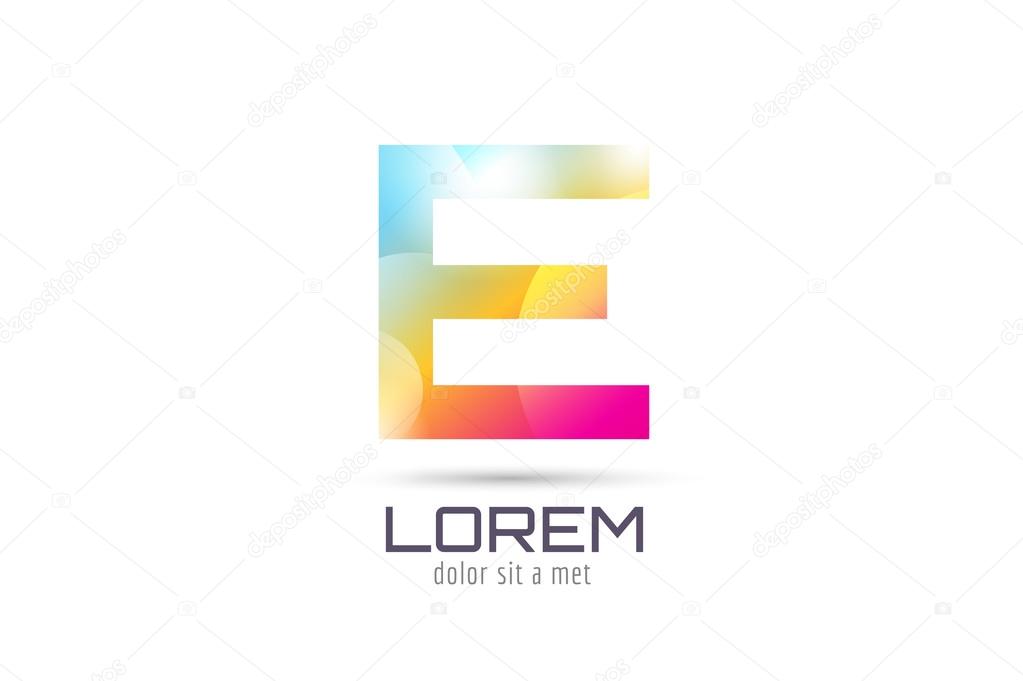 Vector E logo template. Abstract arrow shape and symbol, icon, text or creative, idea, flow. Stock illustration. Isolated on white background